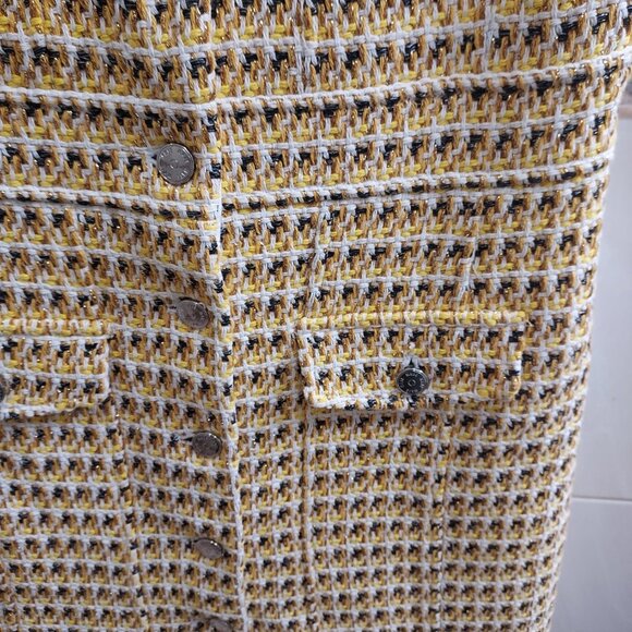 MAJE Yellow Gold Rill Metallic Cotton Tweed Mini Dress - Picture 11 of 11